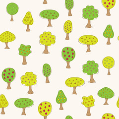 Garden pattern with different fruit trees
