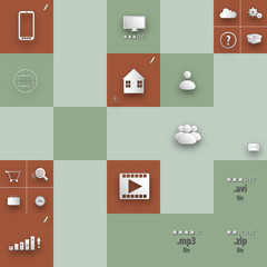 Square desk vector buttons set
