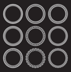 Set of round frames on a black background