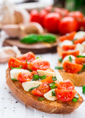 Bruschetta with cherry tomato and mozzarella
