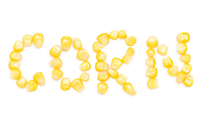 corn on a white background. close-up