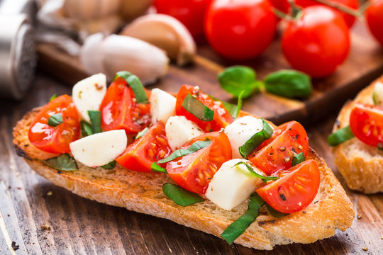 Bruschetta With Cherry Tomato And Mozzarella