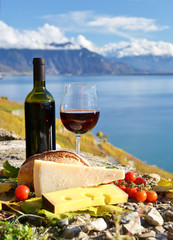 Wine and cheese. Lavaux region, Switzerland