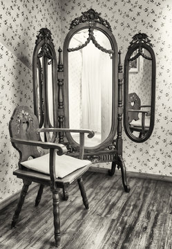 old chair and mirror