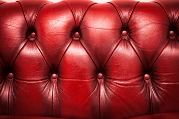 Red genuine leather Sofa for background