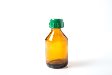bottle of medicine on white isolated background
