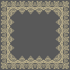 Floral  Pattern. Abstract Golden Frame