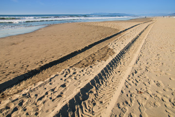 tyre tracks on the beach