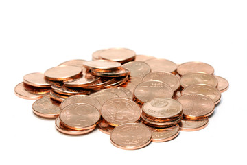 Euro coins isolated on white