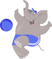 Cartoon elephant playing ball