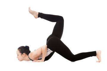 Yogi female in yoga Eight-Limbed Pose