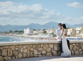 bride and groom in wedding day in Italy