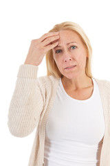 Woman of mature age with headache