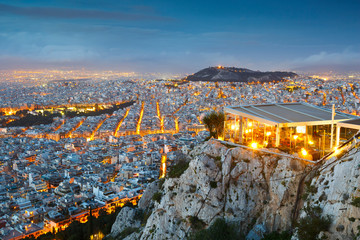 City of Athens as seen from Lycabettus Hill, Greece.
