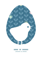 Vector blloming vines stripes chicken silhouette Easter frame