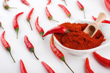 Red chili pepper with chili powder