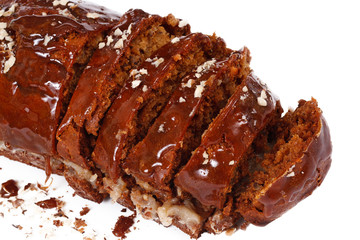 Honey cake with banana cream, caramel decor