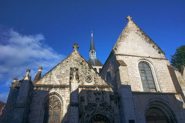 Fototapeta premium Medieval church and buildings in the city of Provins, France.