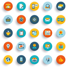 Color modern icons on buttons. Flat design.