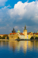 Fototapeta premium Picturesque view of the Vltava River and Old Town in Prague, Cze