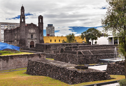 Plaza Three Cultures Aztec Ruins Mexico City\