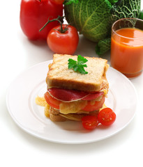 Big sandwich with cheese and vegetables