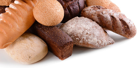 Different bread isolated on white