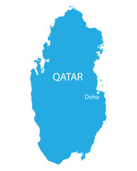 blue map of Qatar