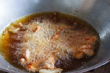 fried pork in pan