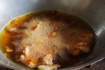 fried pork in pan
