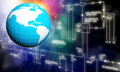 Fototapeta premium Creation industrial engineering coputer connection technologies