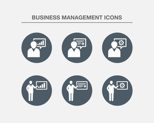 Business Management Icons 1 (BW Bubbles Version)