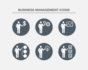Business Management Icons 2 (BW Bubbles Version)