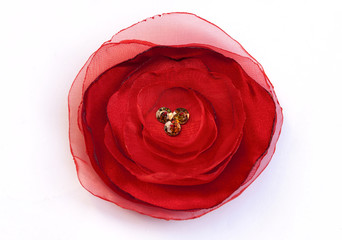 Single Red fabric flowers closeup