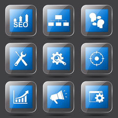 SEO Internet Sign Square Vector Blue Icon Design Set 5