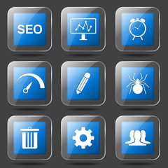 SEO Internet Sign Square Vector Blue Icon Design Set 8