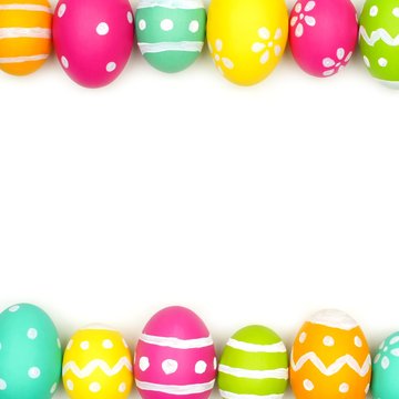 Colorful Easter egg double border over white