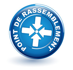 Obraz premium point de rassemblement sur bouton bleu