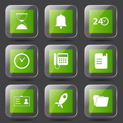 Time Duration Square Vector Green Icon Design Set