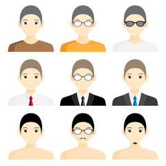 set avatar man cartoon picture profile business