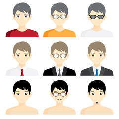 set avatar man cartoon picture profile business