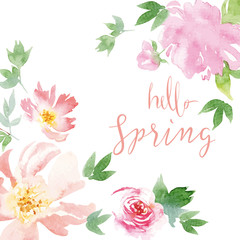 Watercolor spring flowers.