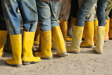 Construction workers in boots
