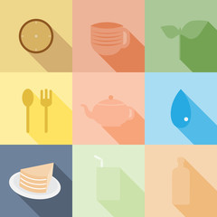 set of Food and Drink vector illustration