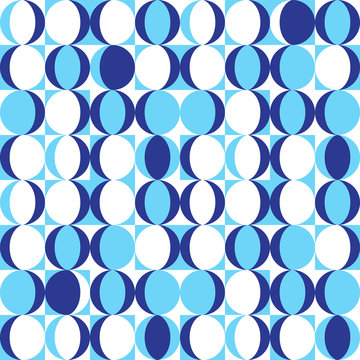 Seamless Intersecting Geometric Vintage Circle Pattern.Blue and