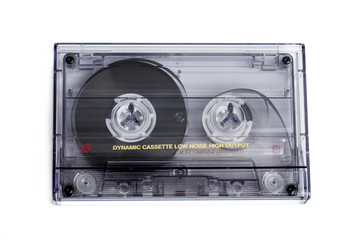 close up of vintage audio tape cassette