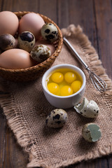 Quail and chicken eggs