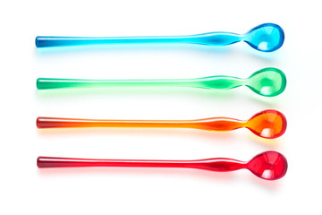 colorful spoon on white background
