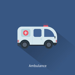 Ambulance car icon in flat design style