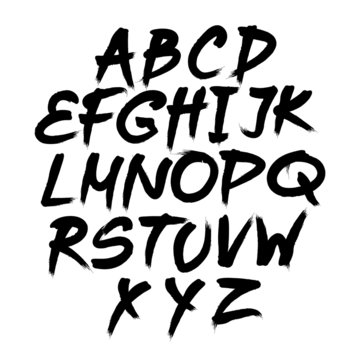 Vector alphabet. Hand drawn letters. written with a brush.